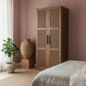 Armadio 2 ante con paglia di vienna aperta