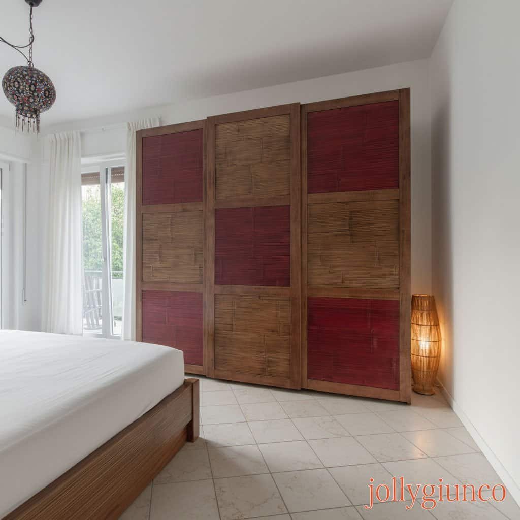 Armadio-3-ante-scorrevoli - jollygiunco.eu Guardaroba 3 ante scorrevoli in crash bambù e legno massiccio