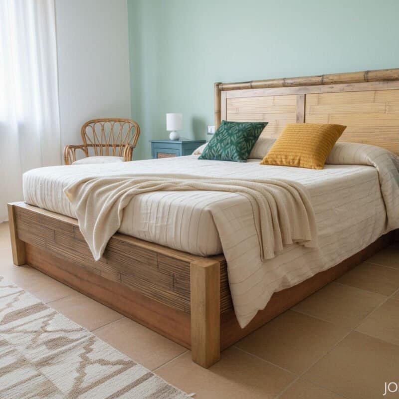 Letto FIRENZE con contenitore in bambù e legno massiccio