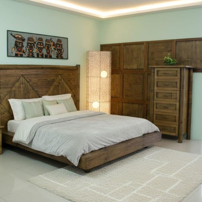 Letto matrimoniale Java in bambù e legno massiccio