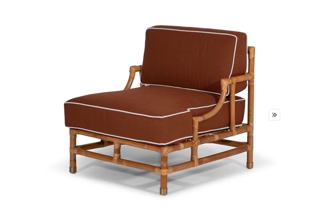 Novecento-poltronajpg - jollygiunco.eu Relax-sessel in bambù con rivestimento marrone e dettagli bianchi.