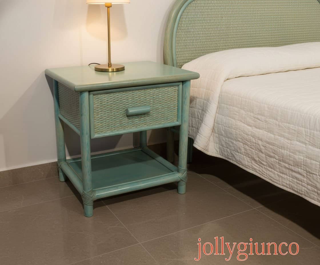 comodino-in-rattan-delfy-1-cassetti - jollygiunco.eu Comodino Delfy in rattan – 1 cassetto, colore turchese
