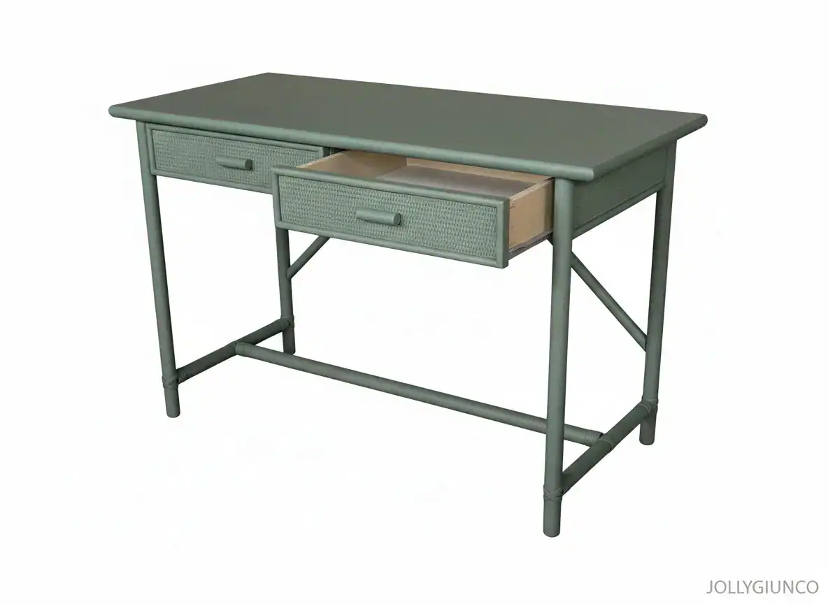 Scrivania-Scanno1 - jollygiunco.eu Scrivania in legno con cassetti color verde pastello per ufficio casa.