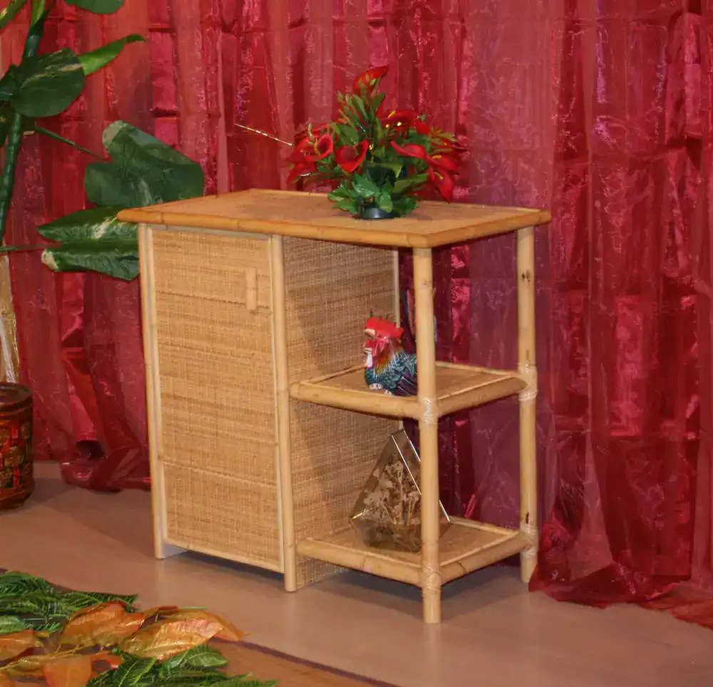 m-233-gra - jollygiunco.eu Appendiabiti in bambù con ripiano in vimini, decorazione naturale per casa e giardino.