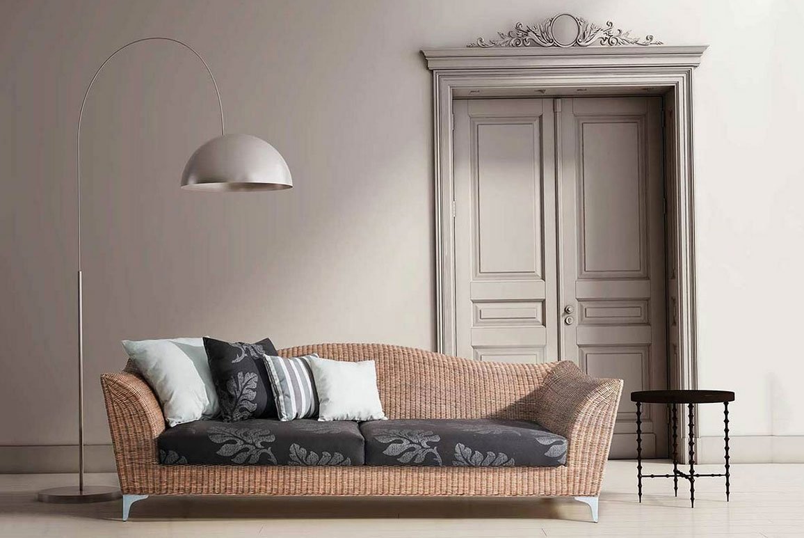 Divano 3 posti in rattan con cuscini jollygiuncoeu Divano 3 posti in rattan con cuscini ideale per soggiorno elegante