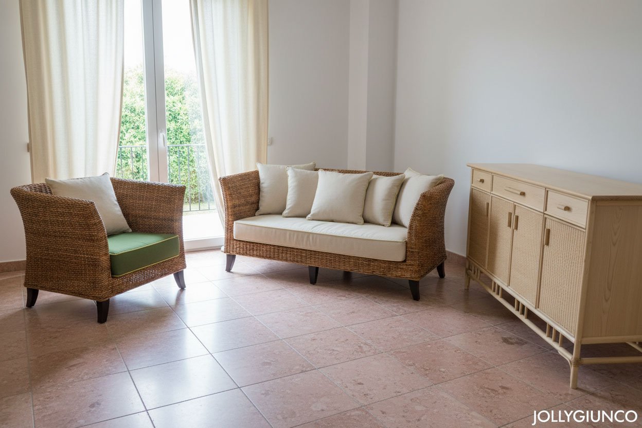 Poltrona Rattan di piccole dimensioni jollygiuncoeu Poltrona in rattan di piccole dimensioni ideale per ambienti interni eleganti e moderni