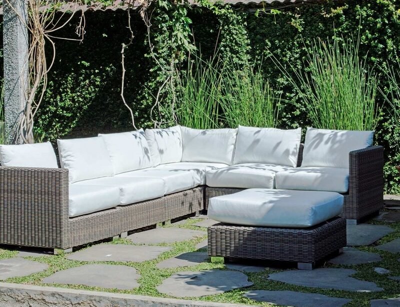 Aragon Pouf con cuscino Polyrattan