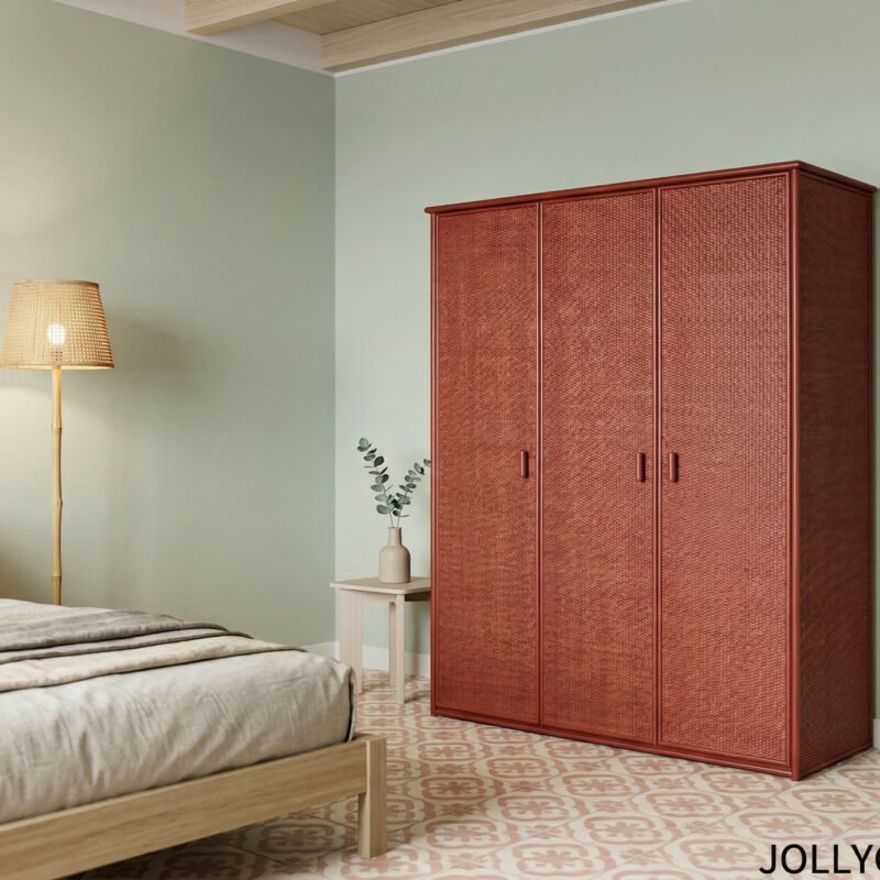 Armadio Dozza in rattan 3 ante