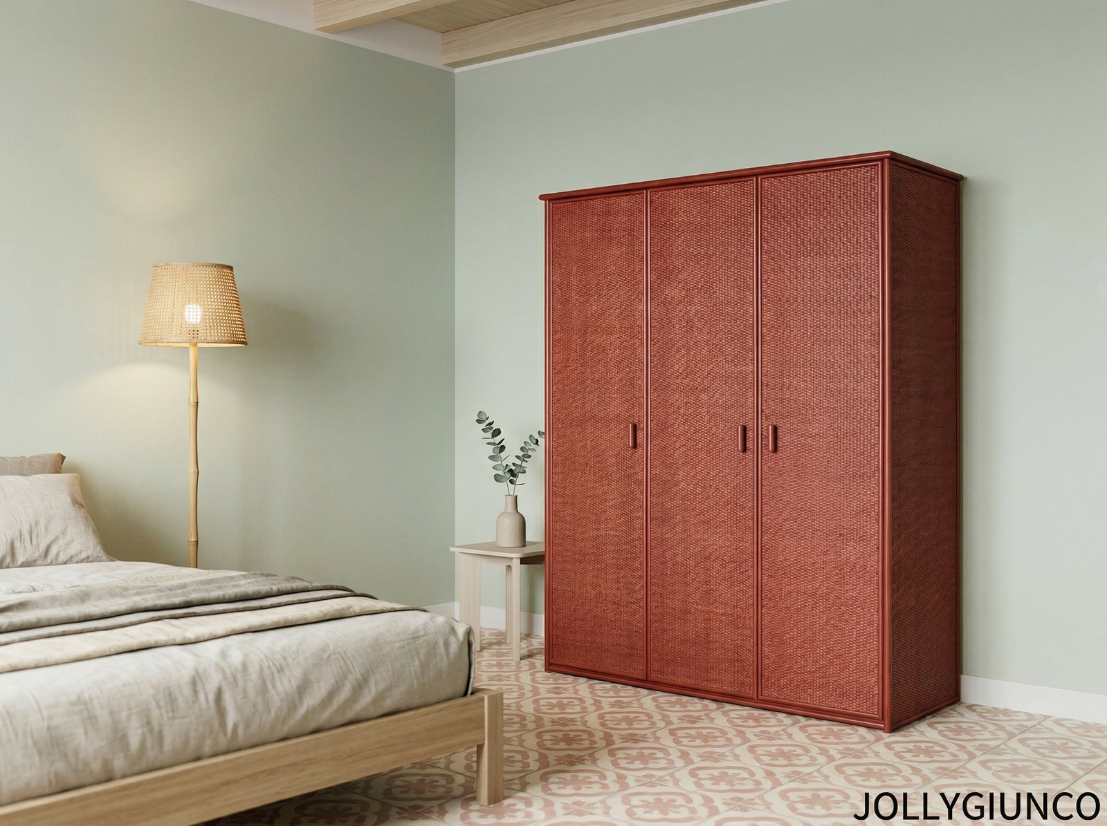 Armadio Dozza in rattan 3 ante jollygiuncoeu