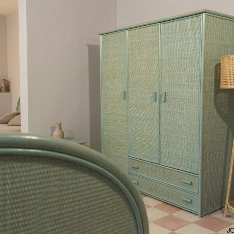 Armadio Gradara in rattan 3 ante