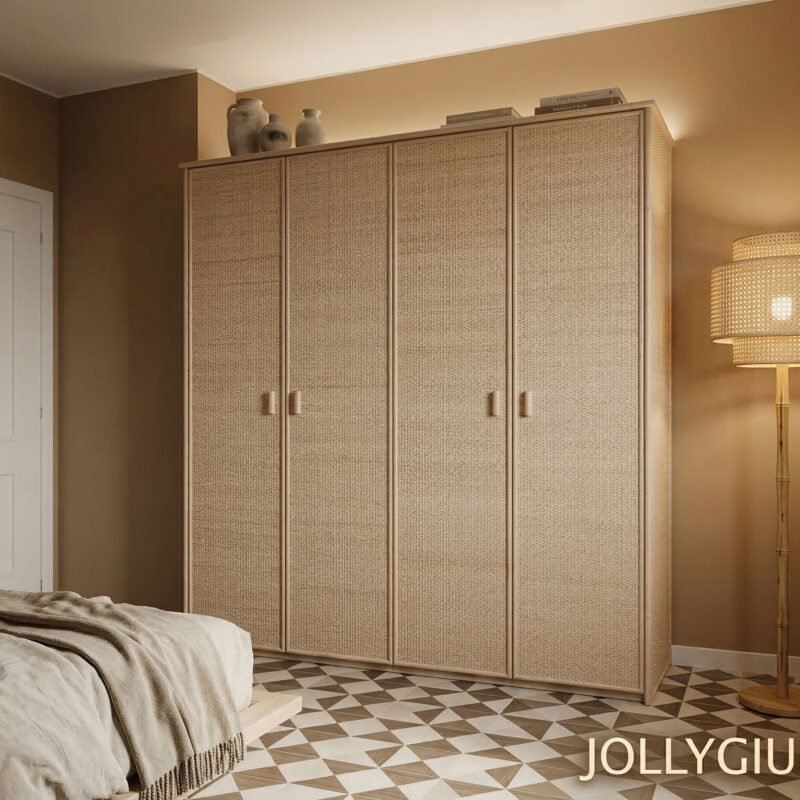 Armadio Ortisei in Rattan 4 Ante