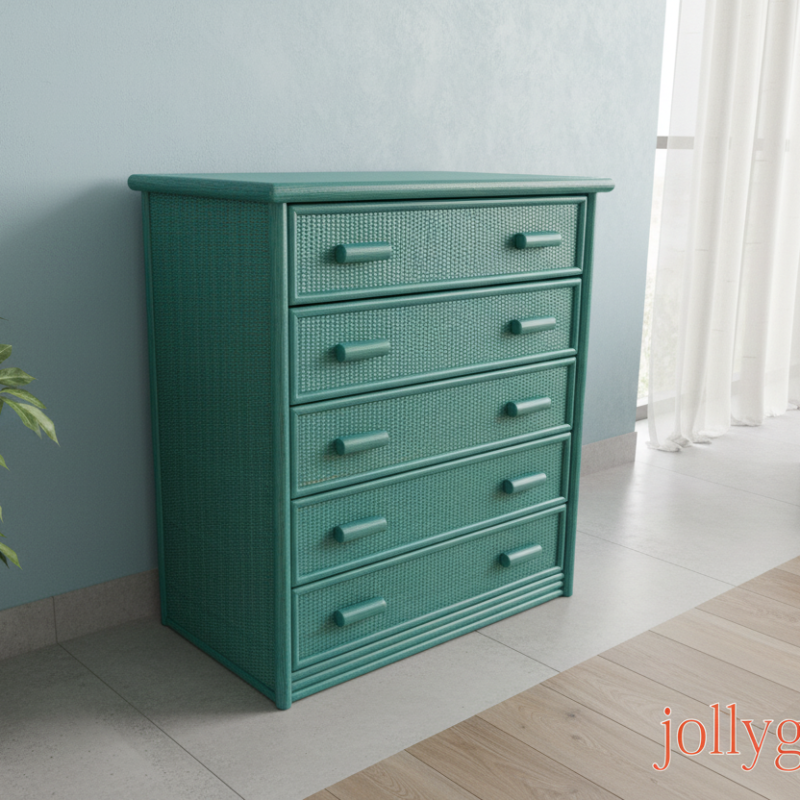 Cassettiera Giada in rattan con 5 cassetti