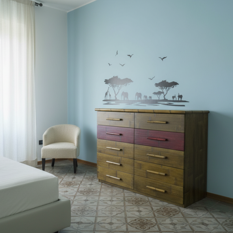 Cassettiera Bosco in crash bambù