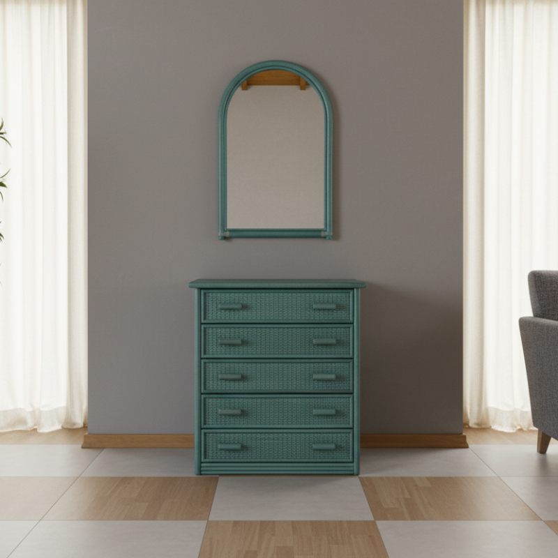 Cassettiera Giada in Rattan 5 Cassetti