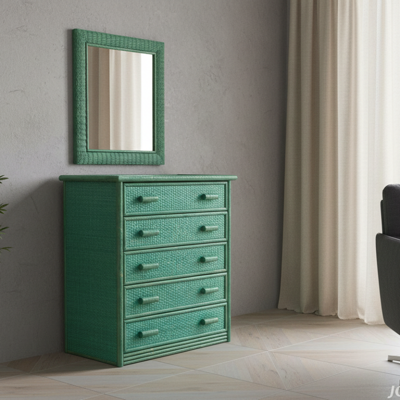 Cassettiera Giada in Rattan 5 Cassetti