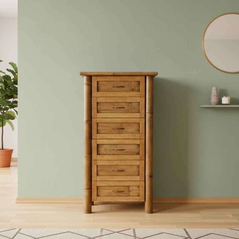 Cassettiera Noemi con canne di bambù