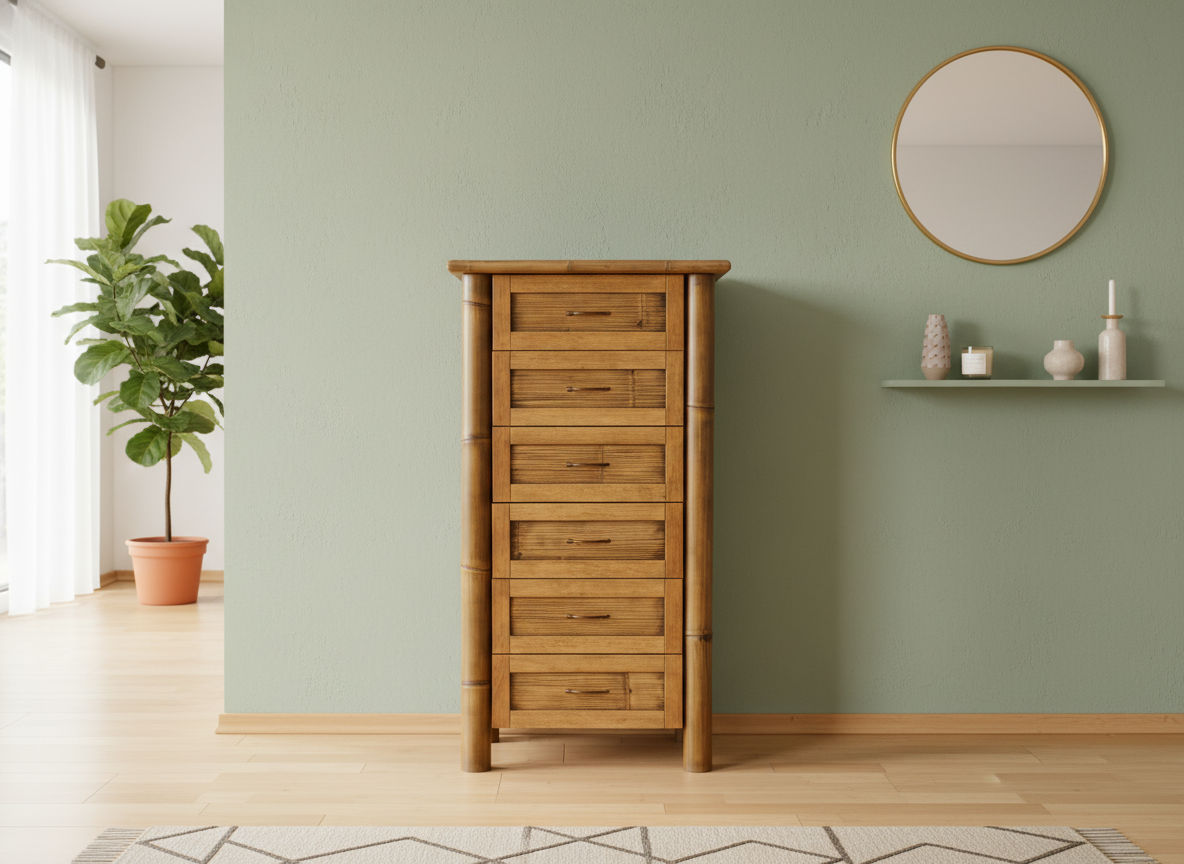 Cassettiera Noemi con canne di bambù jollygiuncoeu