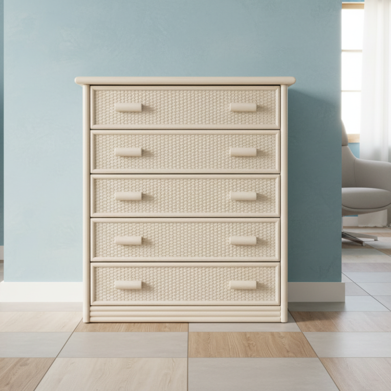 Cassettiera Giada in Rattan 5 Cassetti