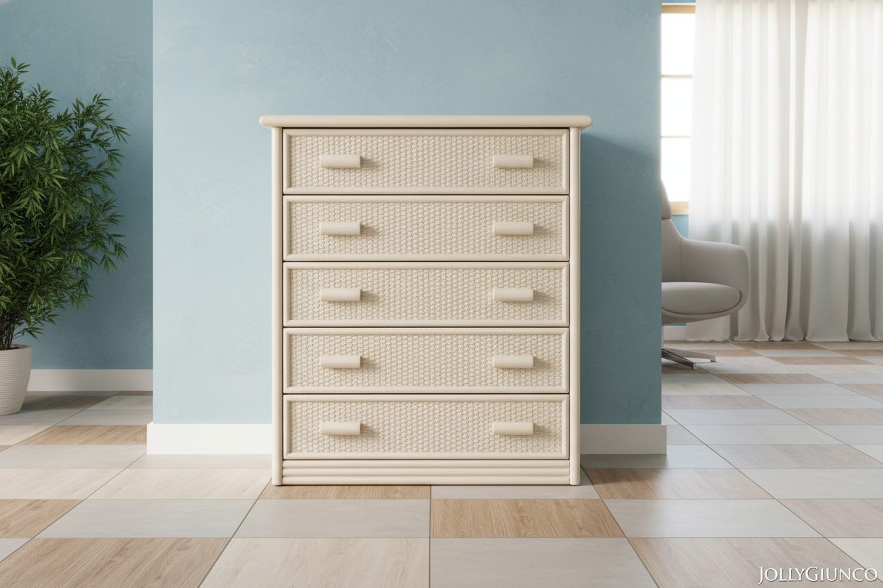Cassettiera Noemi in Rattan 5 Cassetti 1 jollygiuncoeu