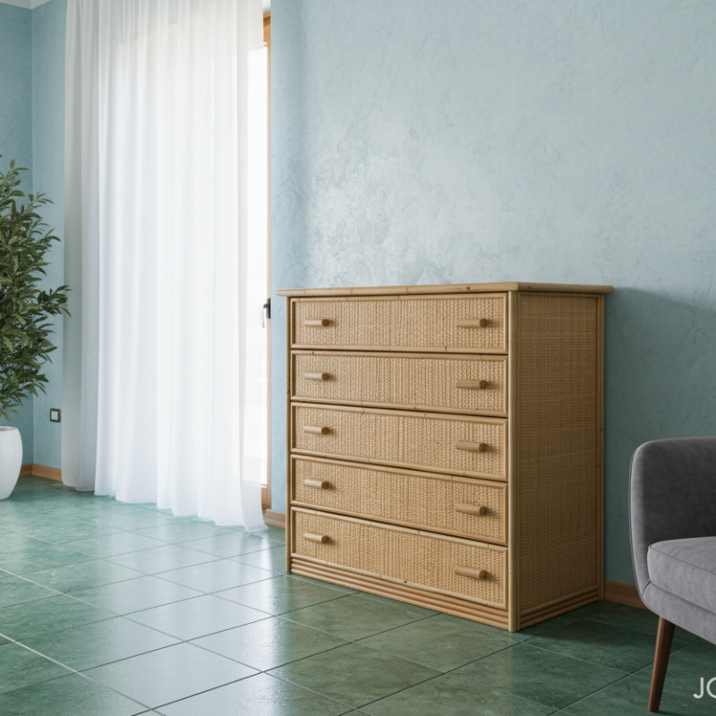 Cassettiera Ravello in rattan