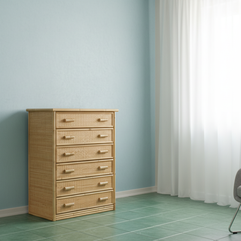 Cassettiera Rocca in giunco naturale