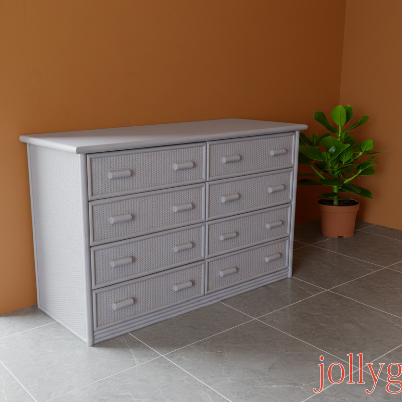 Cassettiera Sovana in rattan 8 cassetti