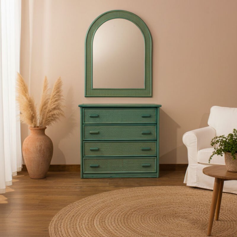 Cassettone Scicli in Rattan 4 Cassetti