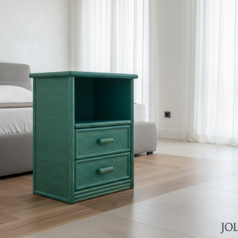 Comodino Cortona in Rattan 2 Cassetti