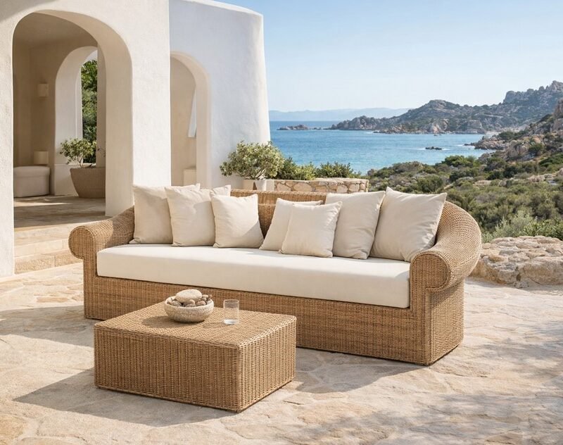 Cr08 tavolo pouff Polyrattan