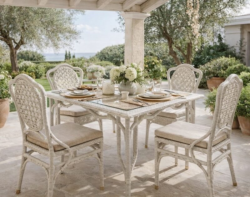 Liberty tavolo da pranzo con cristallo polyrattan