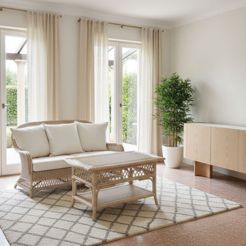 Present tavolino rettangolare rattan