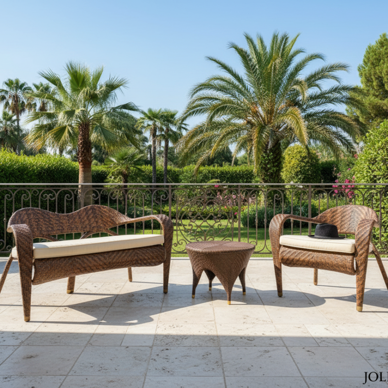 Theo over pouffotto Polyrattan