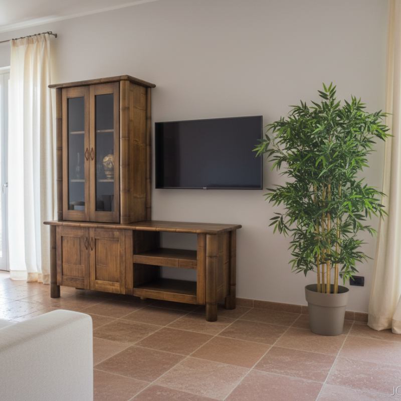 Mobile vetrina MAYRA a 2 porte in bambù