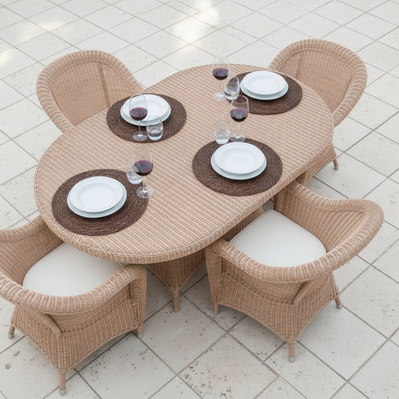 consueto tavolo da pranzo ovale Polyrattan