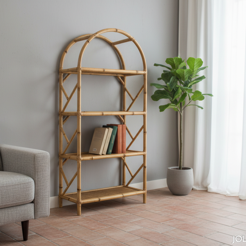 Libreria Loris in giunco con arco 4 ripiani