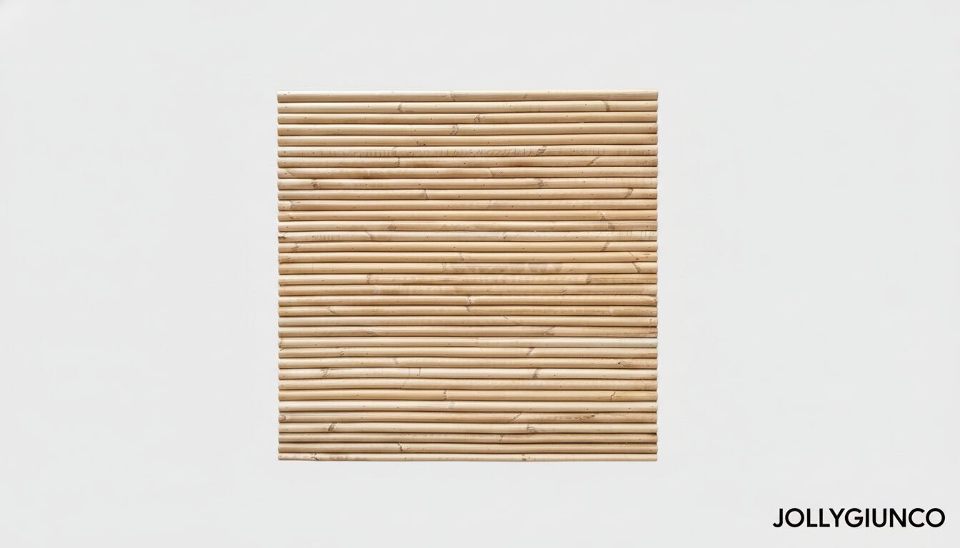 giunco 1214 jollygiuncoeu square panel made of evenly spaced horizontal wooden slats on a white background jollygiunco watermark in the bottom right corner