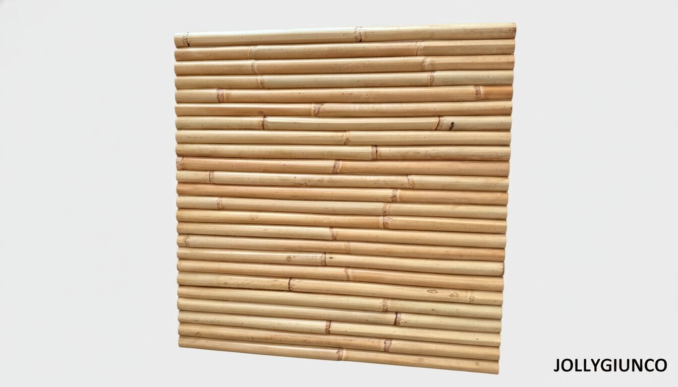 giunco 2224 jollygiuncoeu panel of evenly spaced horizontal bamboo dowels forming a square light tan color on a white background jollygiunco logo sits in the bottom right corner