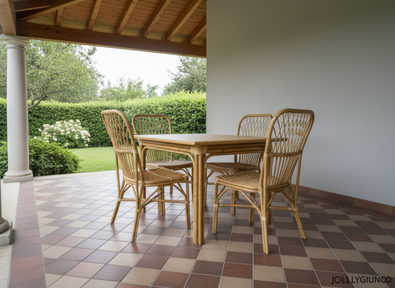 nuovo 10 jollygiuncoeu tavolo nino in giunco naturale 80×80 piano in rovere massiccio foto 5
