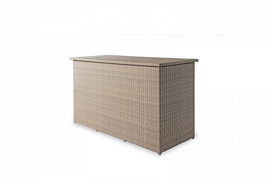 Cushion box baule Polyrattan2 jollygiuncoeu woven rattan storage chest with a lid on a white background for outdoor use