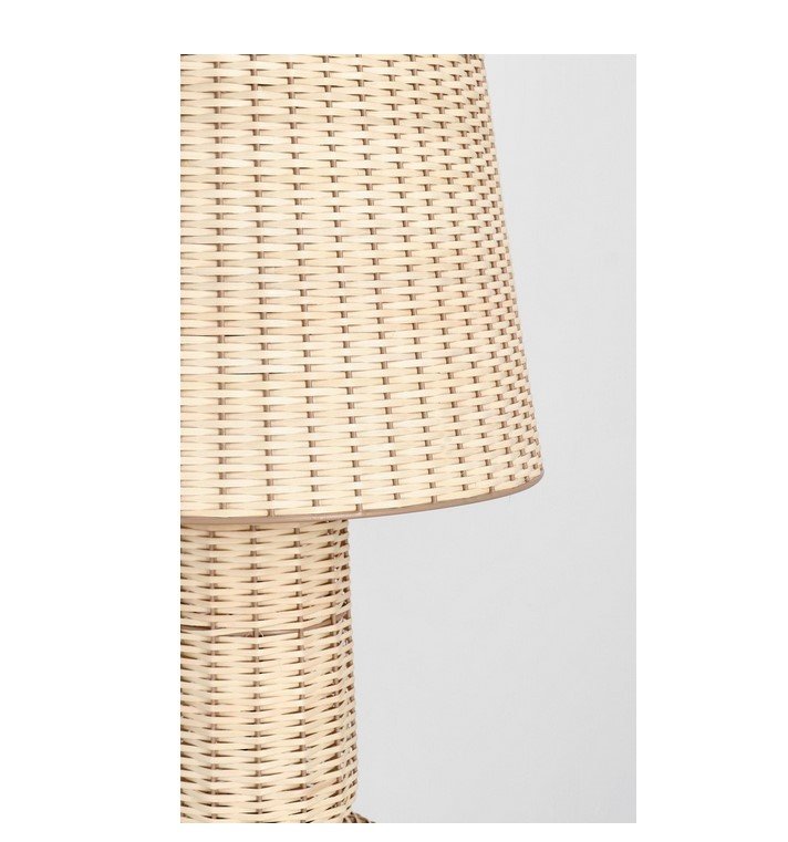 PIANTANA SIKKIM RATTAN H1281 jollygiuncoeu woven rattan floor lamp with a cylindrical shade against a light gray wall showing natural beige fibers
