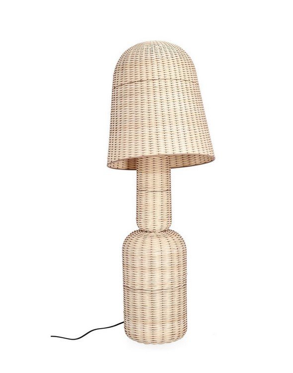 PIANTANA SIKKIM RATTAN H1282 jollygiuncoeu wicker rattan table lamp with a rounded shade and matching base cord trailing