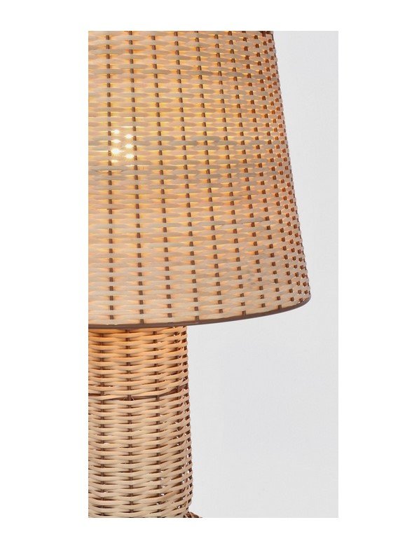 PIANTANA SIKKIM RATTAN H1284 jollygiuncoeu close up of a woven wicker lampshade with warm light glowing from inside