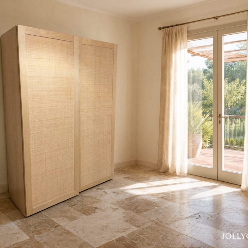 Armadio chiara in Rattan e Legno Massiccio
