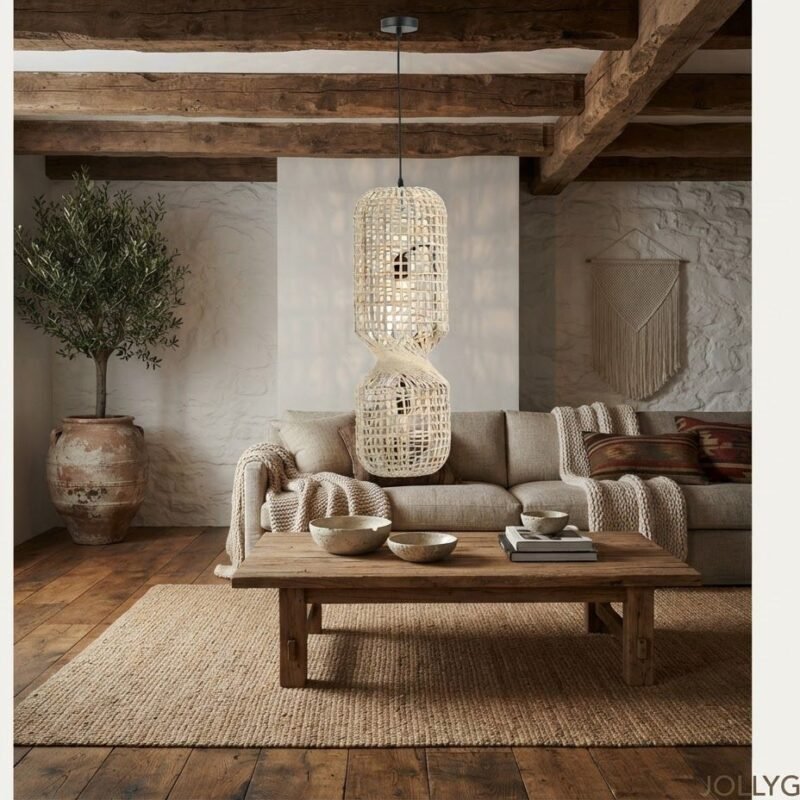 LAMPADARIO MALABO BEIGE H77,5