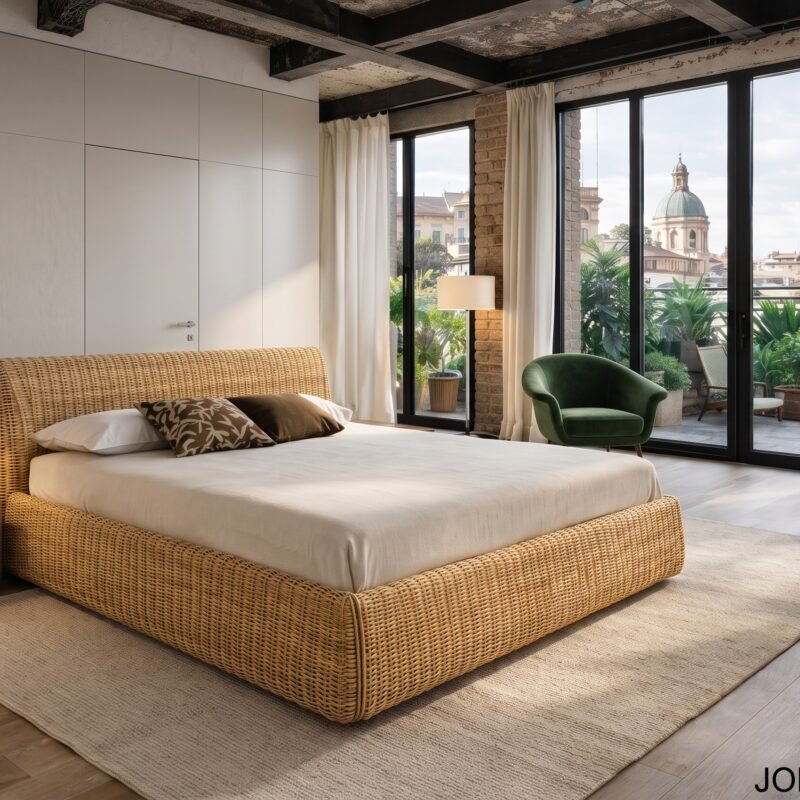 Letto Matrimoniale Mango in Rattan -180