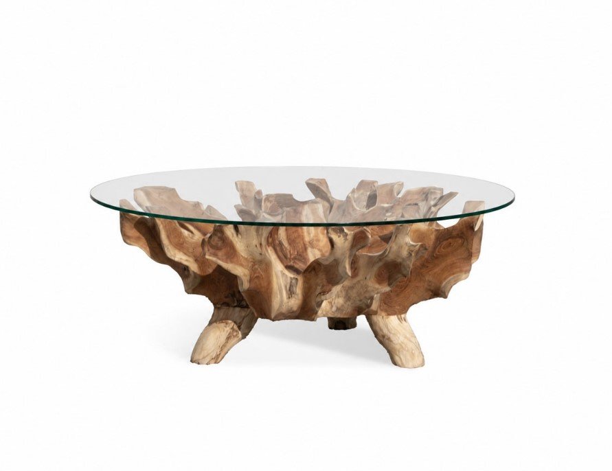 137 Radice Tavolo da fumo1 jollygiuncoeu round glass coffee table with a sculpted natural wood base creating a natural organic look