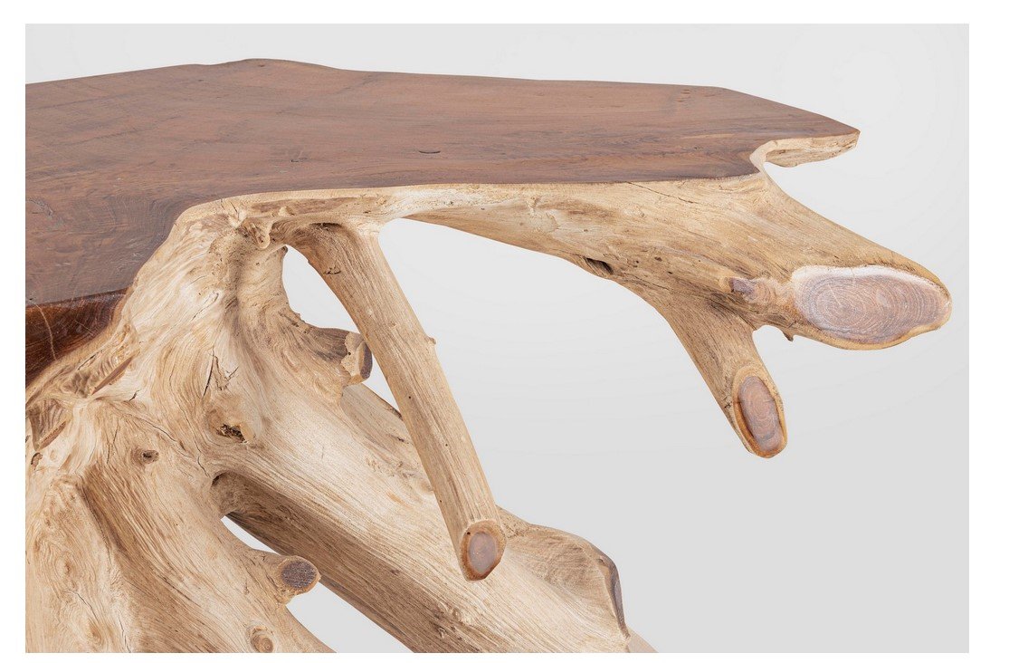 CONSOLLE LISANDRA 120X458 jollygiuncoeu rustic wooden table carved from a single piece of driftwood showing natural grain and irregular live edge
