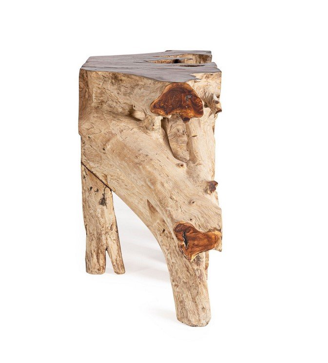 CONSOLLE LISANDRA 150X435 jollygiuncoeu rustic wooden stool carved from a tree trunk with natural knots and a flat top edge