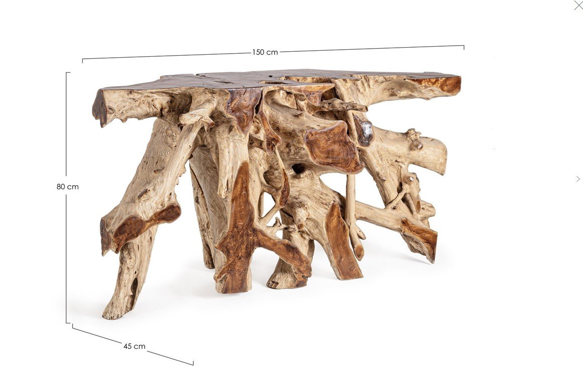 CONSOLLE LISANDRA 150X451 jollygiuncoeu handcrafted driftwood table with irregular branches forming sturdy legs dimensions about 150 cm long 80 cm high 45 cm wide
