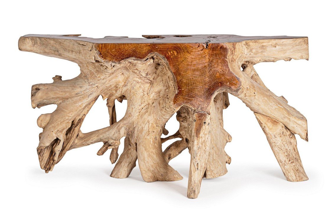 CONSOLLE LISANDRA 150X453 jollygiuncoeu rustic coffee table carved from a large driftwood piece with a flat top and exposed root like legs